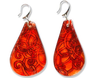 Red Swirls 2 - Drop Earrings by ONE DEAD FLY