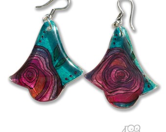 Pink Rose Bell-  Drop Earrings by ONE DEAD FLY