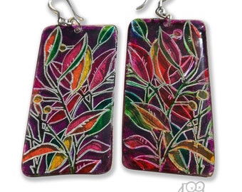 Extra Large Purple Fall Leaves-  Drop Earrings by ONE DEAD FLY