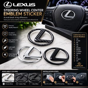 Autocollant emblème de volant Lexus, badge central, accessoire de garniture intérieure, style de voiture compatible