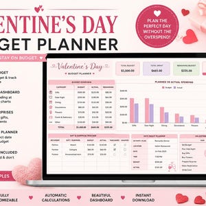Budgetplanner voor Valentijnsdag | Date night voor stellen, cadeautracker (Excel-spreadsheet)