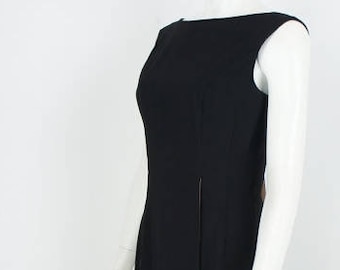 Vintage 1960's Little Black Dress with Satin Tuxedo Panel size Medium