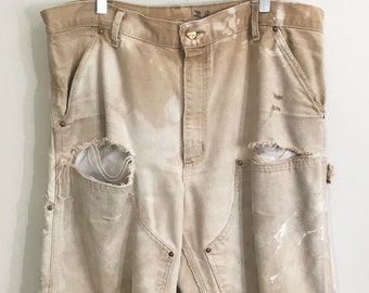 Vintage Carhartt Work Pants size 37 x 30 Amazing Wear and Distress Made in USA