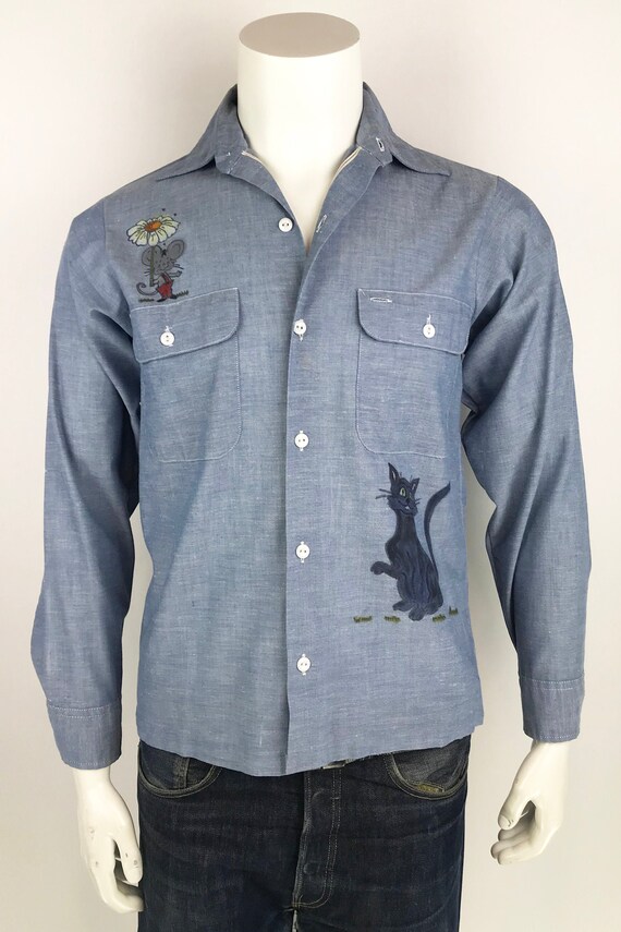 Vintage 1970's Big Mac Chambray Shirt with Hand Dr