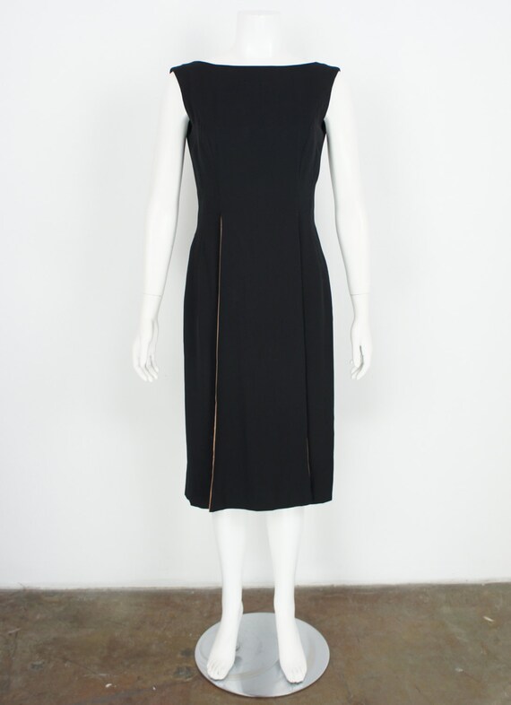 Vintage 1960's Little Black Dress with Satin Tuxe… - image 2