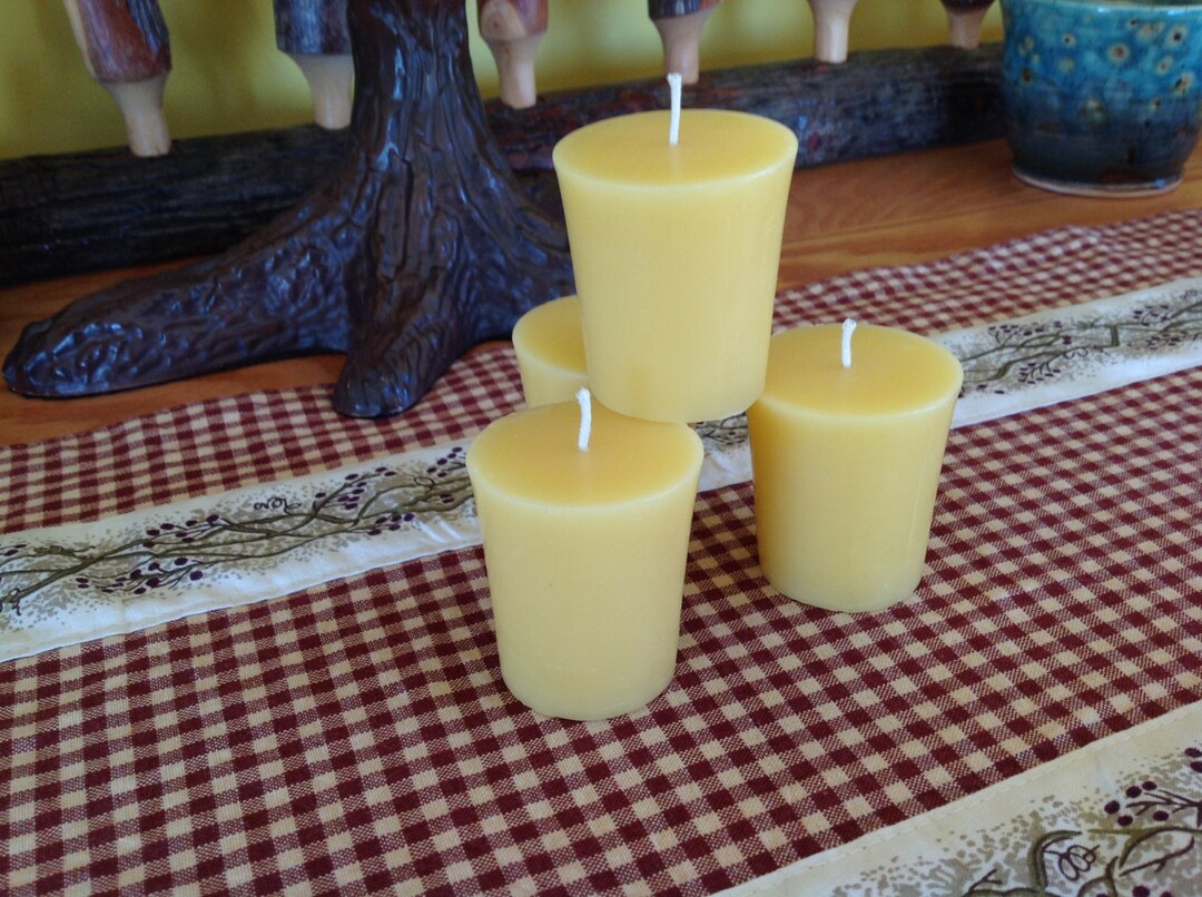 4 Beeswax Votive Candles 100 Percent Pure Natural Votives Etsy