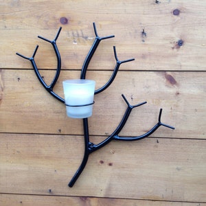 Handmade Steel Branch Sconce Pair, Tree Limb Candle Holders