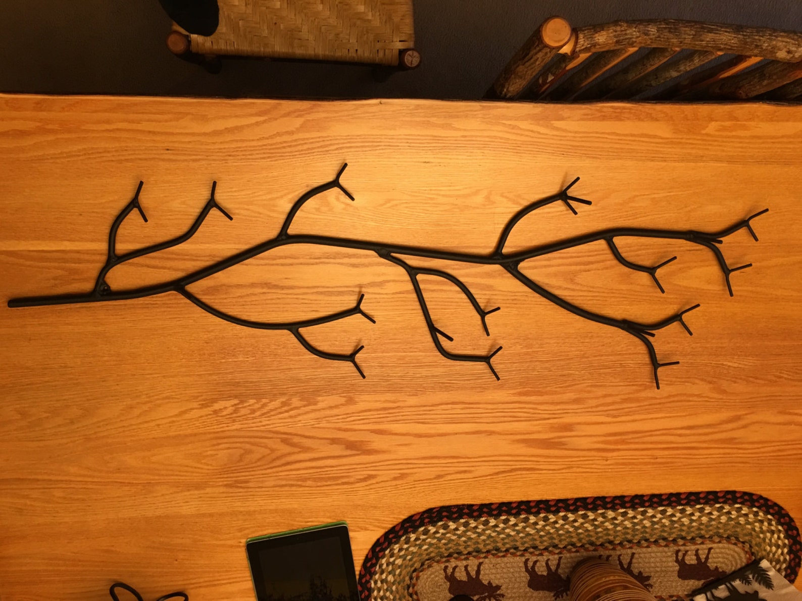 Coat rack Wall mounted branch finished in flat black Etsy