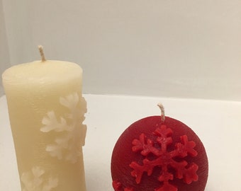 Beeswax Christmas candle Set of 2  100% beeswax candles with colors and scents added, free USA Shipping