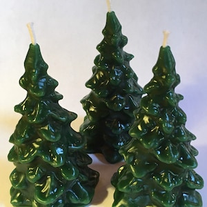 Set of 3.. 3-1/4&#39;&quot; all Beeswax Christmas tree candles 100% beeswax