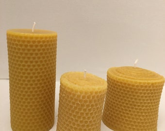 qty of 3 assorted honeycomb 100% pure Beeswax solid candle