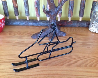 Handmade Snowmobile Rider Figure, Adirondack Metal Art