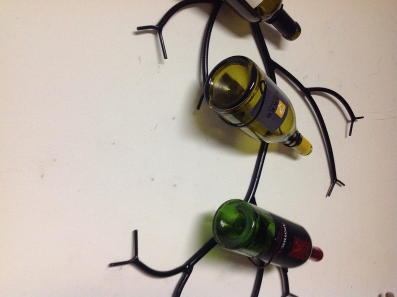 Branch Shaped Metal Wine Rack Holds 4 Bottles Twig Style Etsy