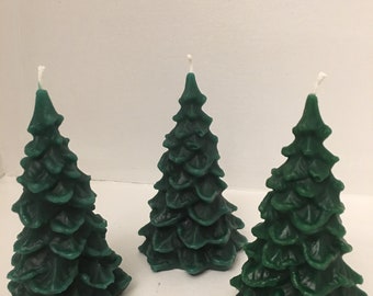 set of 3 ... 6 1/2 inch all Beeswax Christmas tree candles 100% beeswax