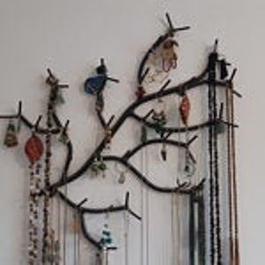 Jewelry branch jewelry organizer jewelry holder With Extra Hooks, sturdy solid metal hand bent . 21 inches long