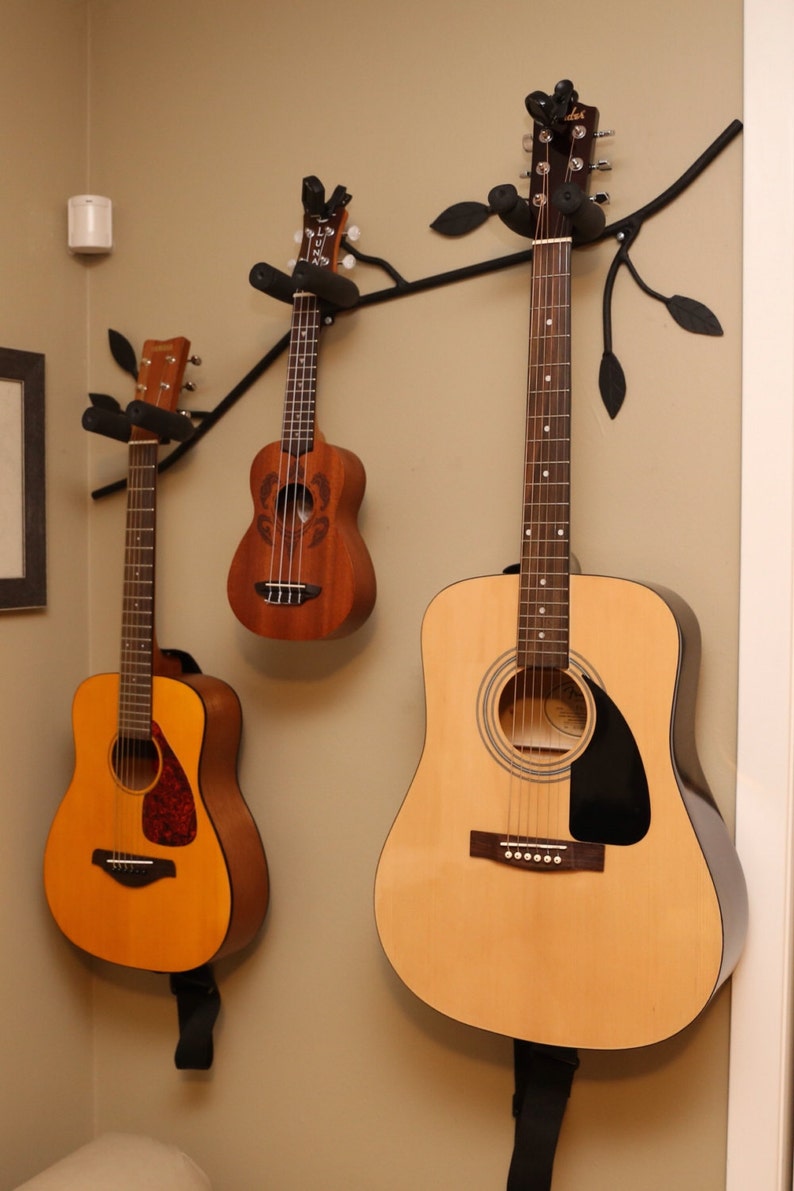 Branch shaped guitar holder, guitar stand, musical instrument rack,Holds 3 instruments image 1