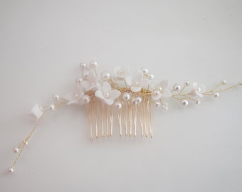 Julieta Bridal White Flower Hair Comb Wedding Bride Hair Accessories