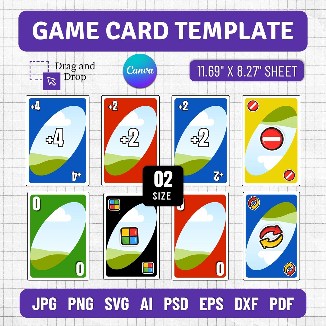 Color Card Game SVG PDF PNG Bundle, Number Reverse Skip Draw Two Wild ...
