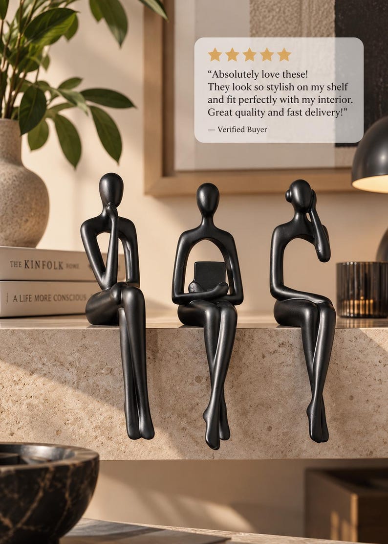 Abstract Thinker Sculpture Set, Modern Resin Figurines, Minimalist Home ...