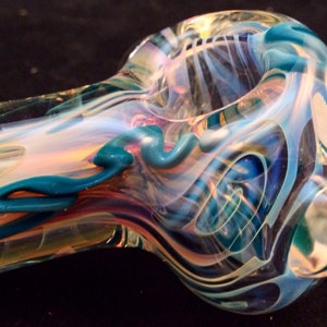 Large Twilight Teal Color Changing Inside Out Handblown Glass Pipe
