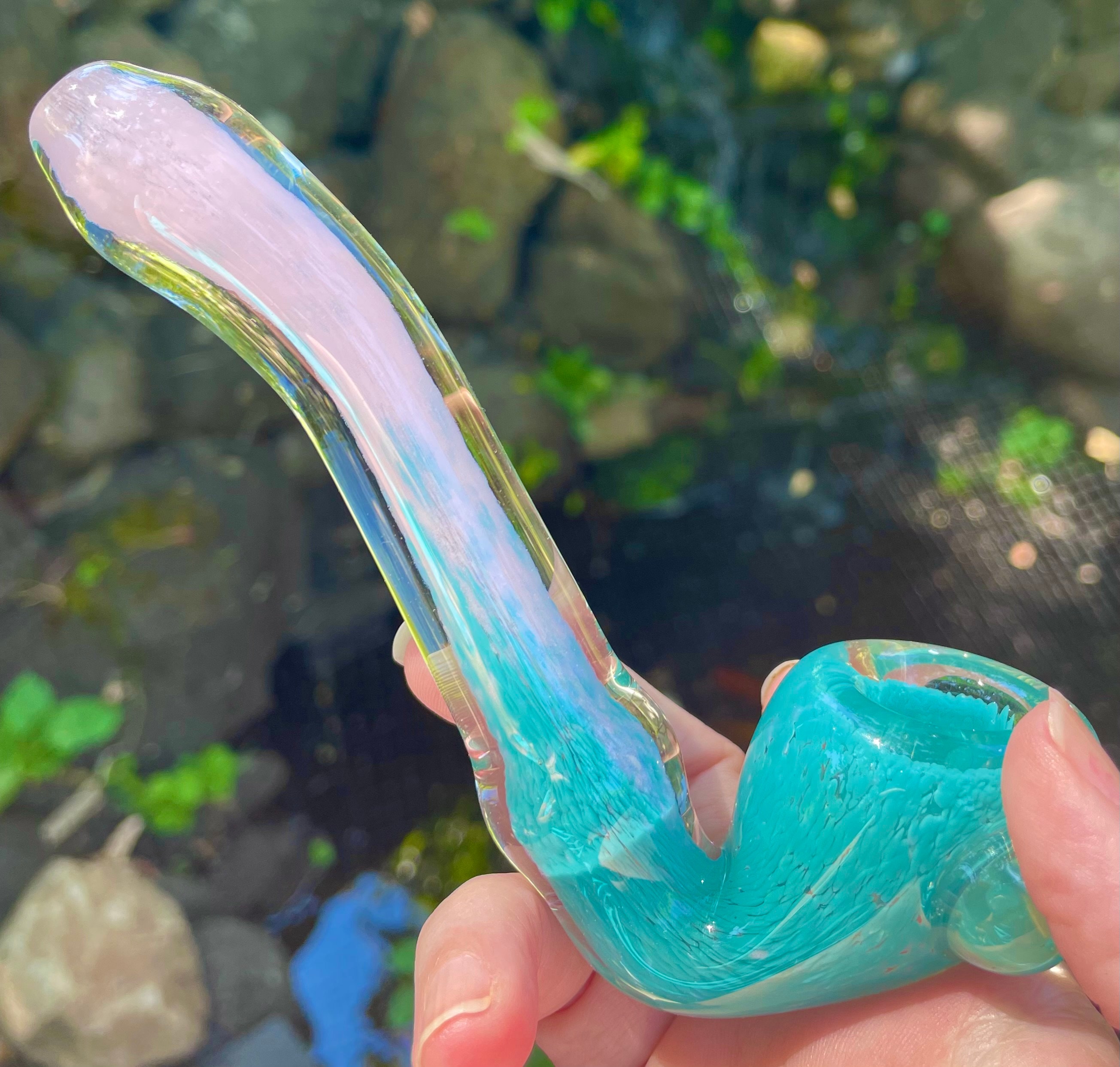 Triple Aqua Blue Inside Out Glass Smoking Pipe – VisceralAntagonisM