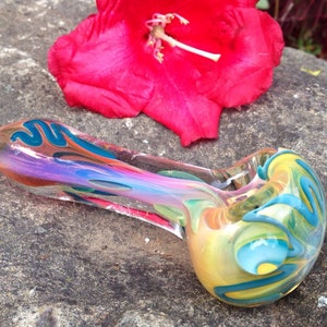 Blissom Blossom Color Changing Handblown Glass Pipe.