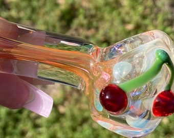 Color Changing Cherry Blossom Handblown Glass Pipe