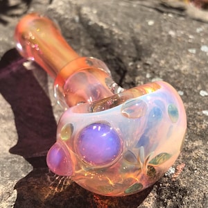 Glittery Gold Color Changing Handblown Glass Pipe