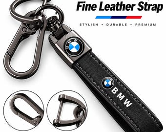 BMW Leather Keychain, M Logo Key Ring, Luxury Car Key Holder