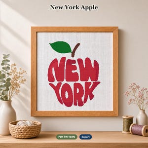 New York Apple Cross Stitch Pattern | PDF Digital Download