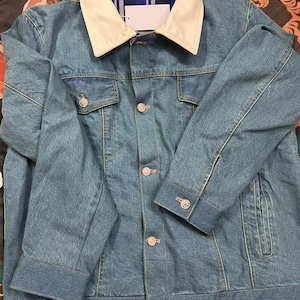 Denim Jacket, Sherpa Collar, Plaid Lined, Workwear Style