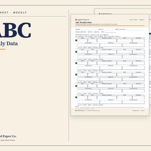 ABC Data Sheet Printable Weekly Log for Special Education ABA BCBA — Antecedent Behavior Consequence
