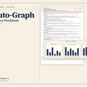 May include: A digital workbook titled Auto-Graph Session Workbook by Applied Paper Co. The document features instructional text on how to use the system, including sections on frequency, interval, and DTT, alongside three bar charts displaying data.
