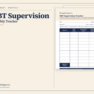 RBT Supervision Tracker Printable Hours Log for Special Education ABA BCBA — 5% Excel Sheets