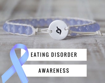 Eating Disorder Awareness Single Wrap Bracelet, Periwinkle Beads / NEDA Recovery Symbol / ED Symbol / Eating Disorder Bracelet