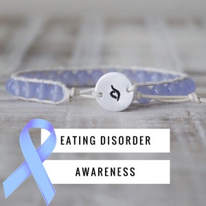 Eating Disorder Awareness Single Wrap Bracelet, Periwinkle Beads / NEDA Recovery Symbol / ED Symbol / Eating Disorder Bracelet