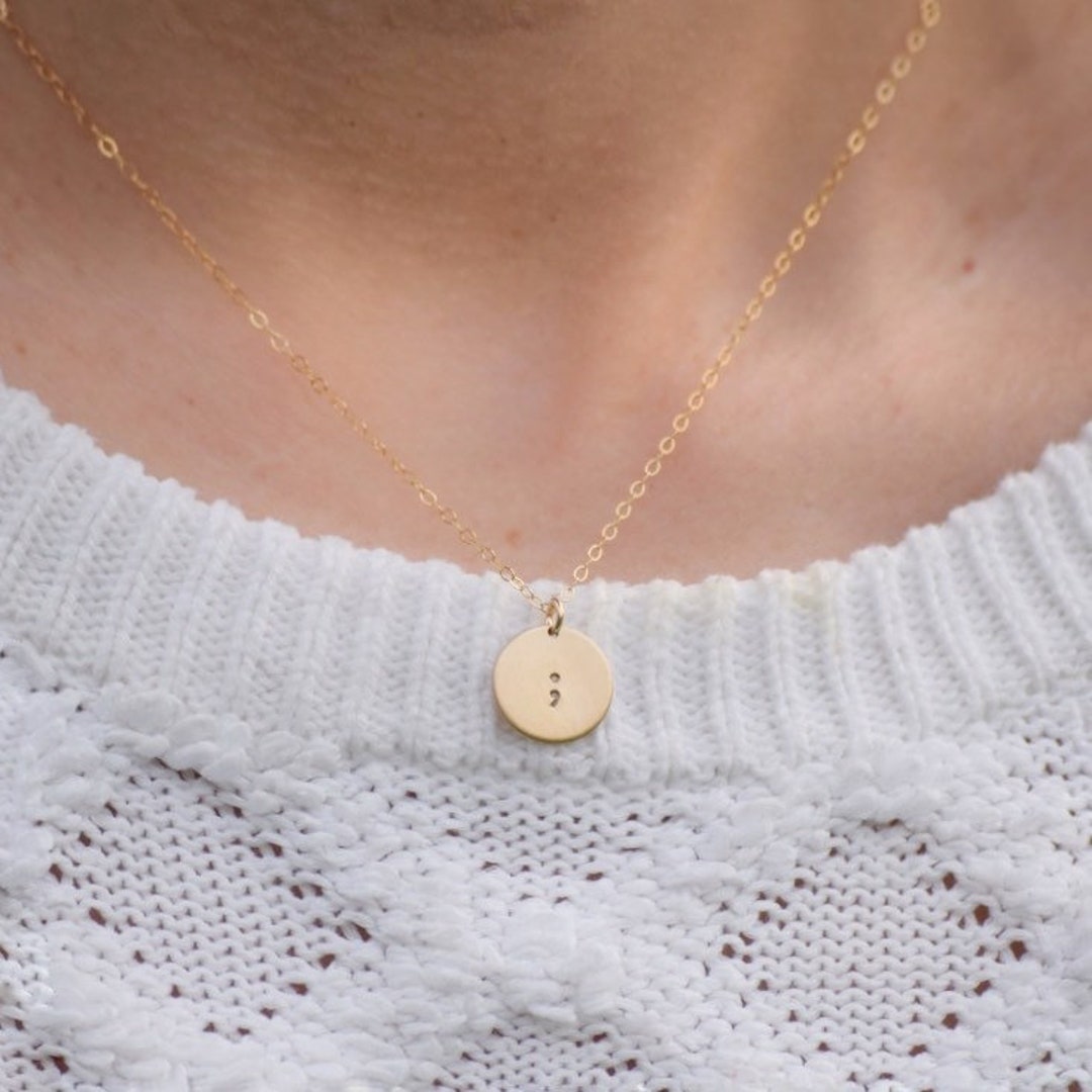 Semicolon Gold Filled Necklace / Recovery Necklace / Semicolon Etsy