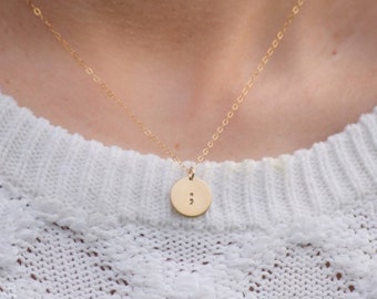 Semicolon Gold Filled Necklace / Recovery Necklace / Semicolon Jewelry / ED Necklace / Minimalist Gold Necklace / Mental Health
