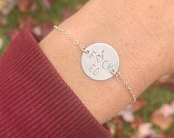 F*CK ED Sterling Silver Bracelet / NEDA Symbol / Eating Disorder Bracelet / Eating Disorder Awareness Jewelry / Recovery Jewelry