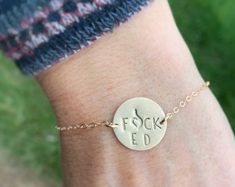 F ED Gold Filled Bracelet / F*CK ED with neda Symbol / Eating Disorder Recovery Bracelet / Delicate Recovery Bracelet / Awareness Jewelry