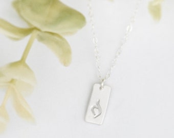 Sterling Silver Eating Disorder Recovery Bar Necklace / ED Symbol Necklace / NEDA Jewelry / Minimalist ED Necklace / Simple