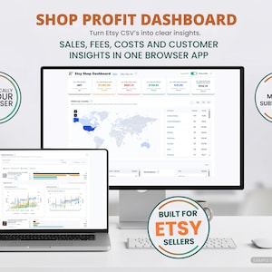 Etsy Seller Dashboard: Profit, Income & Expense Tracker, Sales Analytics with CSV imports