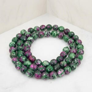 6mm Faceted Ruby Zoisite Round Beads in Green Purple - 16" String for Jewelry Making