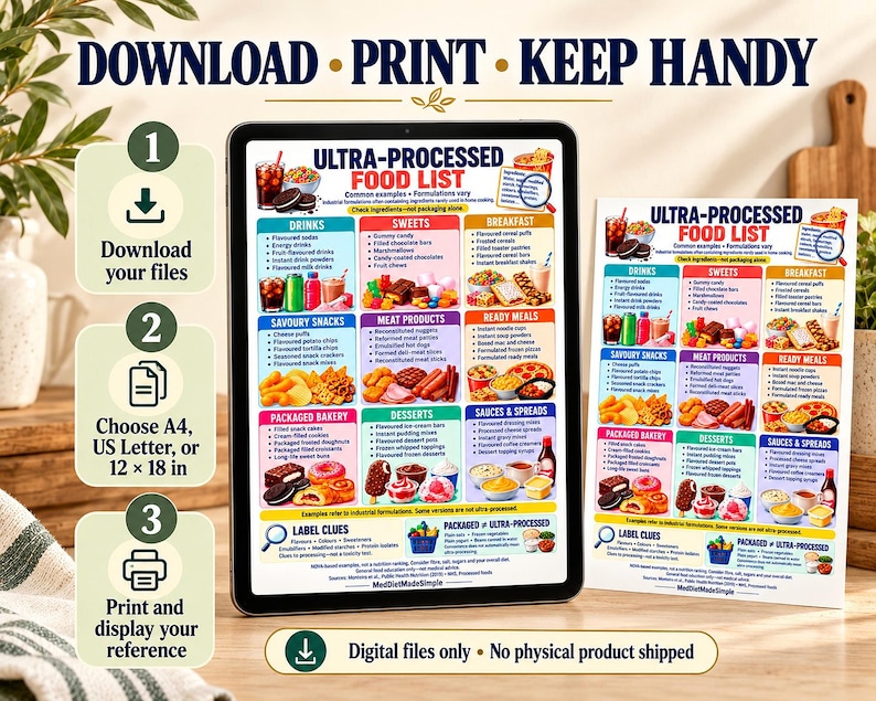Ultra Processed Food List Printable, Healthy Grocery Guide, Nutrition ...