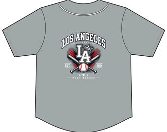 Copy of Los Angeles Baseball Team Logo Baseball Top | Grey Short Sleeve Jersey