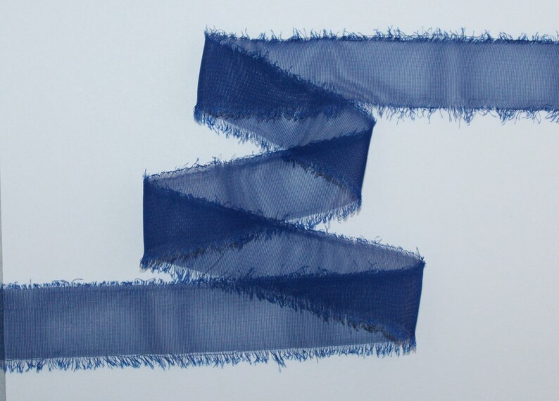 Chiffon Royal Blue 1 Hand Torn Edge Fabric Ribbon Frayed Etsy