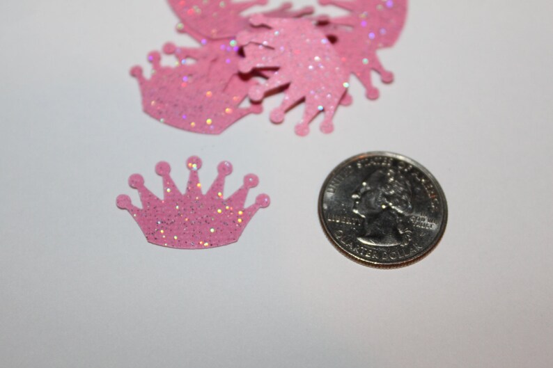 Baby Shower 1st Birthday Sparkle Pink Princess Crown Confetti Die-cut Punch Set of 1 dozen Cupcake Topper