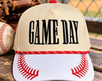 Gorra de béisbol bordada para el día del partido, gorra de béisbol con visera cosida, gorra snapback para el día del partido, gorra deportiva para mamás beisboleras