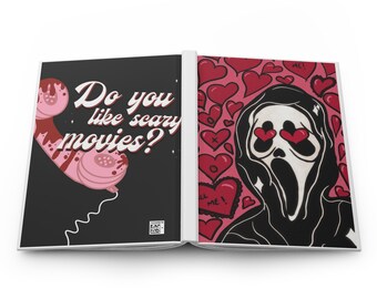 Scream Heart Eyes Journal | Lined Hardcover Notebook, Horror Valentine Artwork
