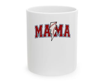 Mama Lightning Bolt Mug | Retro Varsity Lettering Coffee Cup
